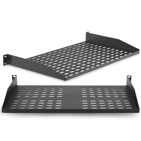 Pyle 2er-Set 1U Netzwerkschrank 19 Zoll, Fachboden 19 Zoll Rack Boden, Belüftete Patchpanel und Netzwerkgeräte Ablage, Server Schrank Regal, PC-Halterung unter Schreibtisch, Serverschrank, wall shelf
