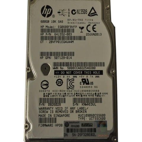 HP 600 GB, 6 G, SAS, 10 K U/min, SFF