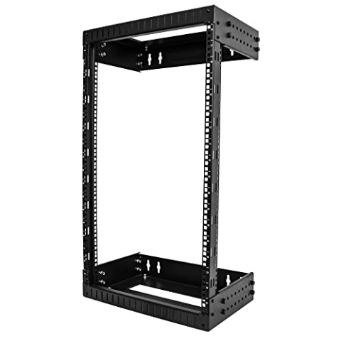 StarTech.com 2-Pfosten 18HE Heavy-Duty Wandmontage Netzwerk-Rack, 19" Open Frame Server Rack mit Einstellbarer Tiefe, Wandmontage Daten-Rack für IT/AV/Patch Panele/Computer (RACK-18U-20-WALL-OA)