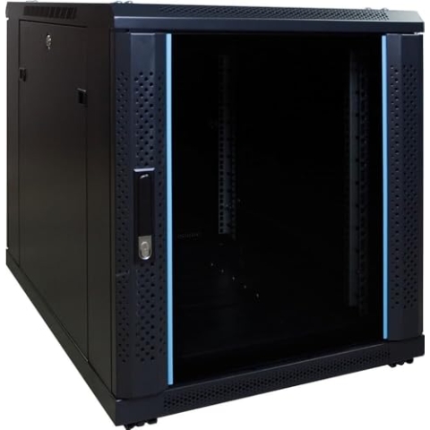 12 HE - Kleiner Serverschrank - mit Glastür (BxTxH) 600 x 600 x 720 mm - Traglast 800 kg