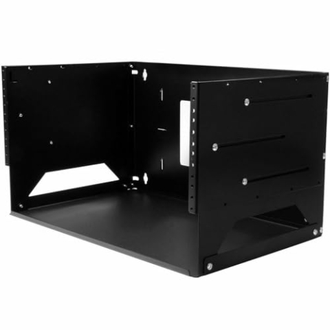 StarTech.com 2-Pfosten 4HE Open Frame Wandmontage Netzwerk-Rack mit Fachboden, Wandmontage Daten-Rack mit Einstellbarer Tiefe für AV/Computer/IT-Geräte, TAA-konformes Serverrack (WALLSHELF4U)