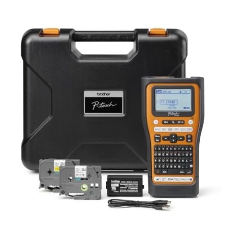 Brother PT-E560BTVP Etikettendrucker, Wärmeübertragung, 180 x 180 DPI, 20 mm/Sek, mit Kabel & kabellos, HSE/TZE Bluetooth AZERTY