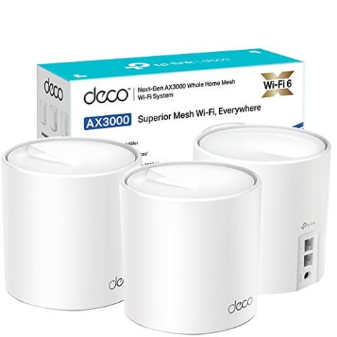 TP-Link Deco X60 AX3000 Whole Home Mesh Wi-Fi-6-System, bis zu 650,3 m² Abdeckung, 1 GHz Quad-Core CPU, kompatibel mit Amazon Alexa, HomeCare Antivirus und Elternsteuerung, 3 Stück