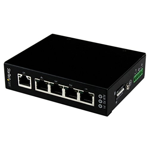 StarTech.com 5 Port Unmanaged Industrieller Gigabit Ethernet Switch, Hutschienen- / Wandmontierbar, DIN-Schienen GbE Netzwerk Switch