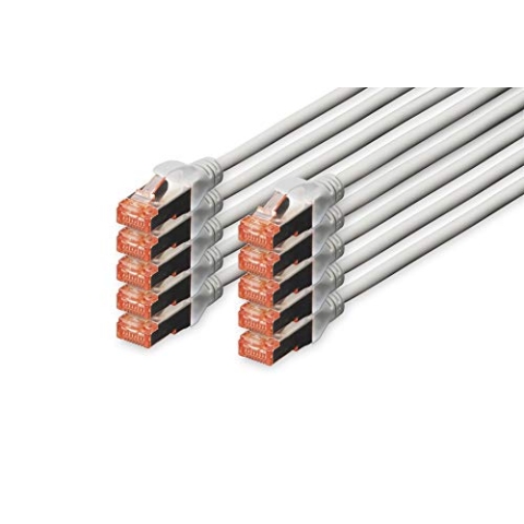 DIGITUS Professional 10x CAT 6 S-FTP Netzwerkkabel 5m grau – Profi LAN-Kabel Set zum Herstellen einer Ethernet-Verbindung