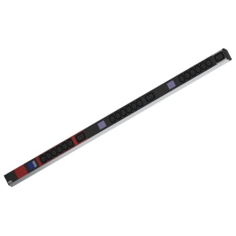 Bachmann 800.2398 BN0500 19 Zoll PDU 1HE 18xC13 3xC19, Leistungsmessung, Anschluß CEE 3x16A Rot/Schwarz/Silber
