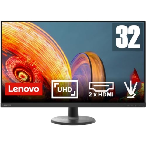 Lenovo D32u-40 | 31,5" 4K Monitor | 3840x2160 | 60Hz | 250 nits | 4ms Reaktionszeit | HDMI | DisplayPort | schwarz