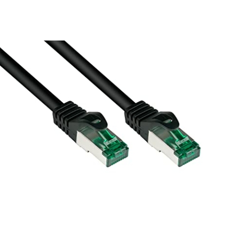 Good Connections PREMIUM Cat. 6A OUTDOOR Patchkabel - 50 m - IP66 mit Rastnasenschutz - 10-GIGABIT, KUPFERLEITER / CU - S/FTP, PiMF - 500MHz - für den Außenbereich, UV- und Wasser resistent - SCHWARZ 8062-H500S