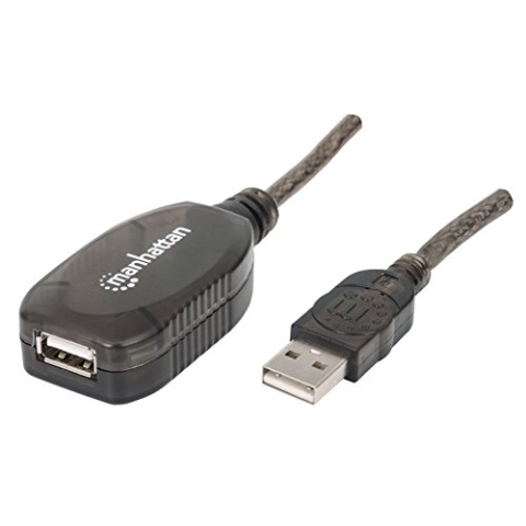 Manhattan 150958 Hi-Speed USB 2.0 Repeater Kabel ( USB A-Stecker auf A-Buchse / in Reihe schaltbar ) 20 m Silber