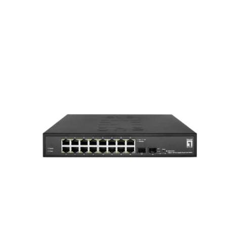 LevelOne GES-2118 Hilbert 18-Port Gigabit Smart Lite Switch, 16 x Gigabit RJ45, 2 x Gigabit SFP
