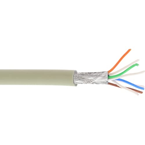 InLine 76899 Patchkabel, S/FTP (PiMf), Cat.6A, 500MHz, halogenfrei, Kupfer, grau, 100m