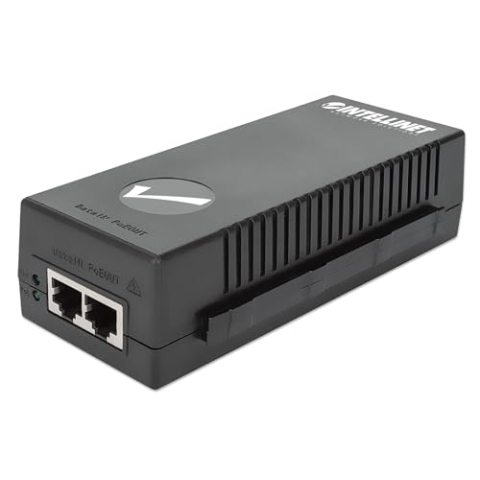 Intellinet Gigabit Ultra PoE+ Injektor (1 x 60 Watt-Port, IEEE 802.3bt und IEEE 802.3at/af-konform, Kunststoffgehäuse) schwarz 561235