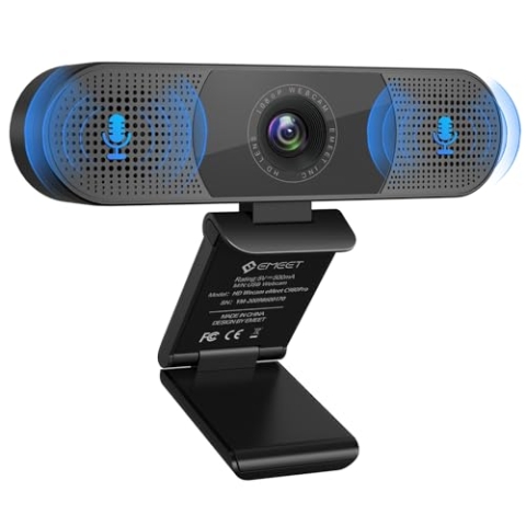 EMEET Webcam mit Mikrofon, C980PRO Webcam mit Mikrofon und Lautsprecher, Webcam 1080P mit Objektivabdeckung, 90 ° Sichtfeld, Autofokus, Plug & Play, Webcam Ideal für PC, Skype, Konferenz