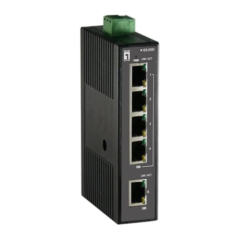 LevelOne IES-0500 Konform mit Generischen Immunitätsstandards USB Hub für industrielle Umgebungen (Emv der IEC61000-6-2) Schwarz