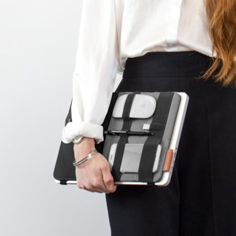 Beblau | FOLD | tragbarer Organizer, der an Ihren Geräten befestigt werden kann | für Büro, Zuhause und Schule | Laptop-Zubehör | Rucksack-Organizer | Weíhnachtsgeschenk Dunkelgrau