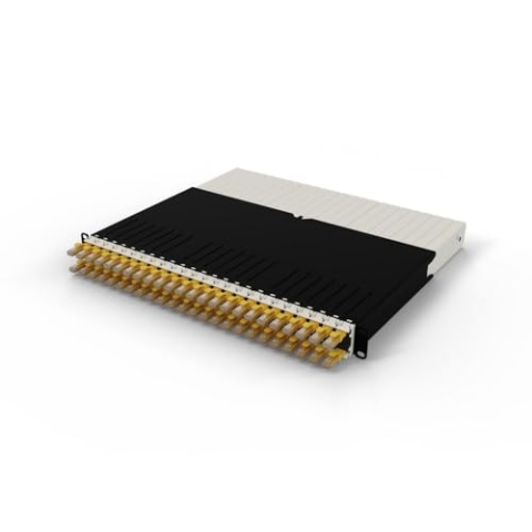 Patchbox ONE 8 RU Cat.6a - 24-Port Patchpanel mit einziehbarem Kabelmanagementsystem für 48.3 cm Racks, inklusive flachen 10GB Netzwerkkabeln, einfache Netzwerk- und Server-Rack-Einrichtung (UTP, Gelb