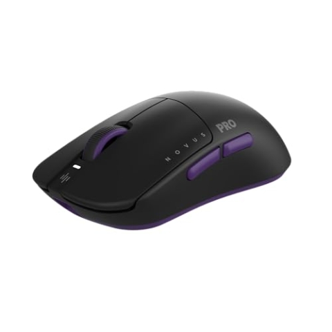 Dark Project Novus Pro Wireless Gaming-Maus | Ultra-Leicht mit 48g | PixArt PAW3395 | 26K DPI | 8K Hz Abtastrate | 6 Programmierbare Tasten | bis zu 70 Stunden Akkulaufzeit | Schwarz/Lila