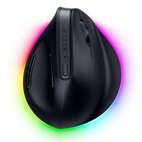 Razer Pro Click V2 Vertical - Vertikale ergonomische kabellose Maus für Rechtshänder - KI Prompt Assistenz - 30K Optical Sensor (bis zu 6 Monate Akku-Leistung, Chroma RGB, 9 Tasten) Schwarz