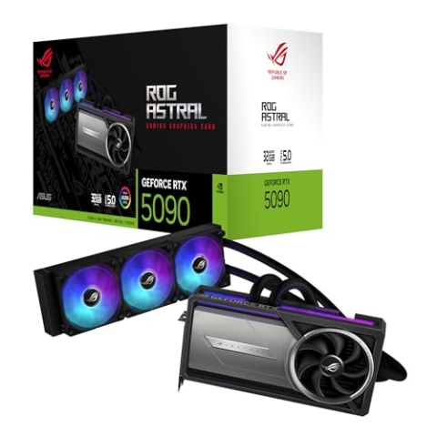 ASUS ROG Astral LC GeForce RTX 5090 32GB GDDR7 Gaming Grafikkarte mit All-in-One-Flüssig-CPU-Wasserkühlung (Nvidia DLSS4, PCIe 4.0, DP 2.1b, 360mm AIO-Kühler, ROG-ASTRAL-LC-RTX5090-32G)