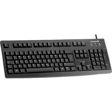 CHERRY G83-6105, Kabelgebundene Tastatur für Industrieanwendungen, Französisches Layout (AZERTY), Abriebfeste Tasten, Leicht zu Reinigen, Schwarz