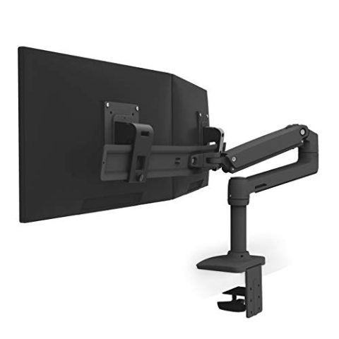 LX Dual Direct Monitor Arm in Schwarz - Monitor Tischhalterung mit patentierter CF-Technologie für 2 Bildschirme bis 27 Zoll, 33cm Höhenverstellung, VESA Standard und 10 Jahre Garantie