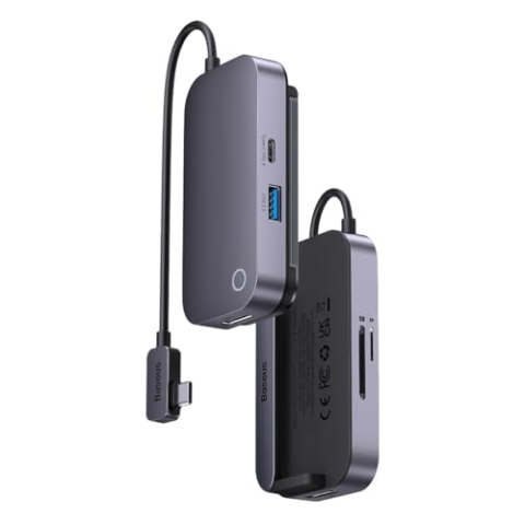 Baseus HUB for Smartphones and Tablets PadJoy 6-in-1 (USB 3.0, HDMI 2.0 4K 30Hz, Type-C Female 100W, SD/TF Reader, 3.5 mm Jack Socket) with Type-C Output, Gray (WKWJ000113)