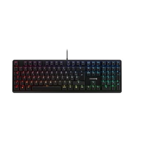 CHERRY G80-3000N RGB, Mechanische Gaming-Tastatur mit RGB-Beleuchtung, Französisches Layout (AZERTY), Kabelgebunden, Original MX SILENT RED Switches, Schwarz