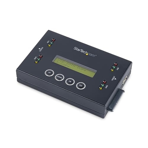 StarTech.com 1:1 Selbständige Festplatten Klonstation und Löscher, USB Stick und SATA HDD/SSD Disk Kloner und Löscher, LCD Bildschirm, TAA konform, OS unabhängig (SU2DUPERA11)
