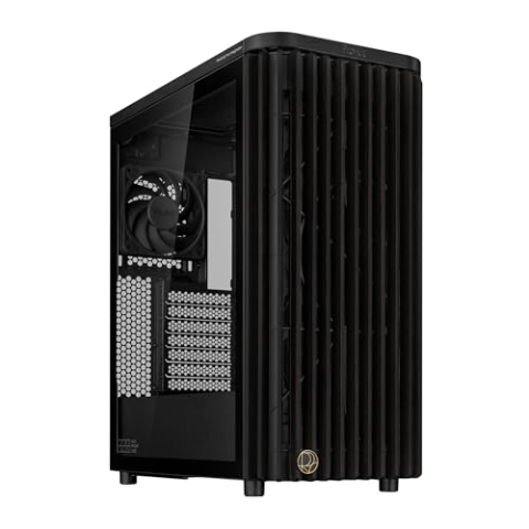 ASUS ProArt PA401 Wood Edition ATX-PC-Gehäuse TG Panel (Seitenteil aus gehärtetem Glas, 240-mm-Radiatorhalterung, 160x32-mm-Lüfter, abnehmbare Netzteilhalterung, rückseitige Kabelklemmen)