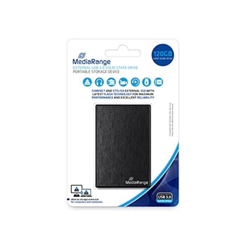 MediaRange externes USB 3.0 Solid State Laufwerk, 128GB, schwarz