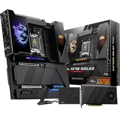 MSI MEG X870E GODLIKE, E-ATX - Unterstützt AMD Ryzen 9000/8000/7000 Prozessoren, AM5 - Dynamic Dashboard III, 110A SPS, DDR5-Speicher (9000+ MT/s OC), M.2 & PCIe 5.0, USB4, Wi-Fi 7, 10G LAN