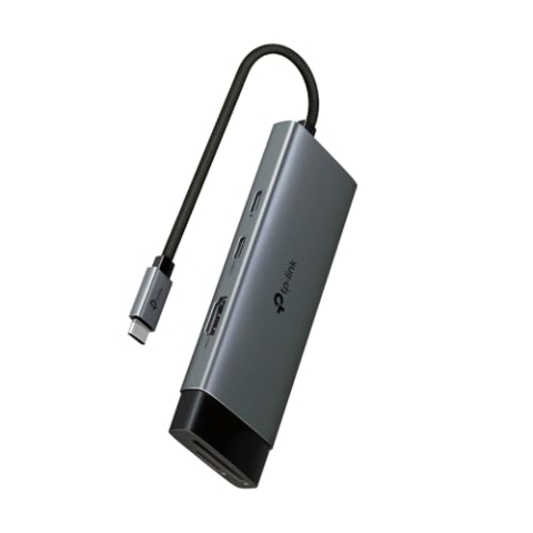 TP-Link UH7020C USB C Hub PD100W, 4K 60Hz HDMI, 1× USB C, 2× USB A, SD- und microSD-Karten bis zu 200 MB/s, kompatibel mit MacOS, Windows, Linux, iPad OS, iOS, Android, ChromeOS, Nintendo