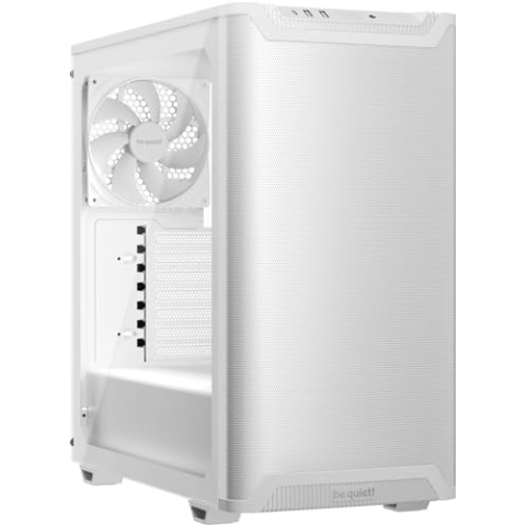 be quiet! Pure Base 501 Airflow Window White PC-Gehäuse, 2 vorinstallierte Pure Wings 3 140mm PWM-Lüfter, hoher statischer Druck, USB 3.2 Gen. 2 Type C, geräumiges Design, Seitenfenster aus Temperglas