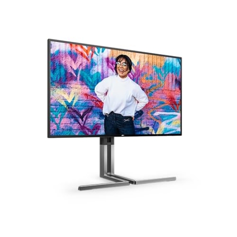 AOC U27U3CV Graphic Pro - 27 Zoll UHD Nano IPS Monitor, höhenverstellbar, Lautsprecher, HDR400 (3840x2160, 60 Hz, 4K, 2X HDMI, DisplayPort, USB-C (96W PD), USB Hub) schwarz