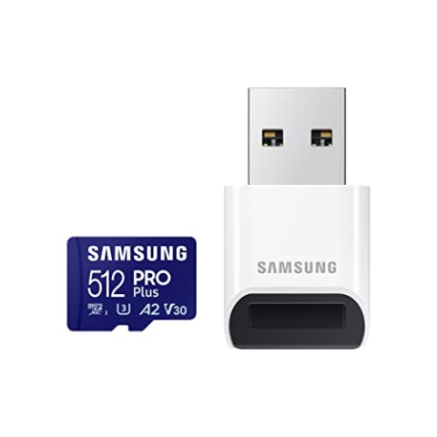 Samsung PRO Plus microSD-Karte + USB-Kartenleser, 512 GB, Für Mobile Gaming auf Smartphones, Tablet und Handheld Konsolen, UHS-I U3, Full HD & 4K UHD, 180 MB/s Lesen, 130 MB/s Schreiben, MB-MD512SB/WW
