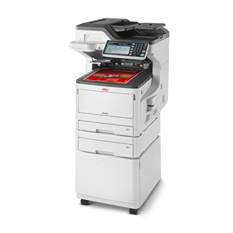 OKI MC853dnct Multifunktionsdrucker (Farbe, Kopieren, Drucken, Scannen, Faxen, A3, 23 Seiten/Min., 1.200x600 dpi, LAN, WLAN optional, Duplexdruck, 8.000 Seiten/Monat, max 60.000 Seiten), Hellgrau, Anthrazit