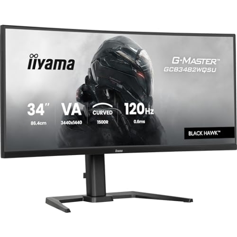 iiyama G-Master Black Hawk GCB3482WQSU-B1 Curved 1500R 86.4cm 34“ VA LED Gaming Monitor UWQHD HDMI DP USB3.2 USB-C 0.6ms 120Hz HDR400 FreeSync Premium Höhenverstellung schwarz