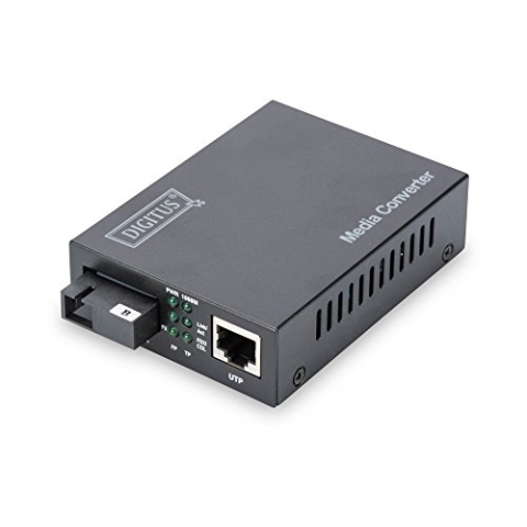 DIGITUS WDM Medienkonverter - Singlemode - Gbit Ethernet - RJ45 / SC - BiDi - Tx1550nm / Rx1310nm - Bis 20 km - Schwarz