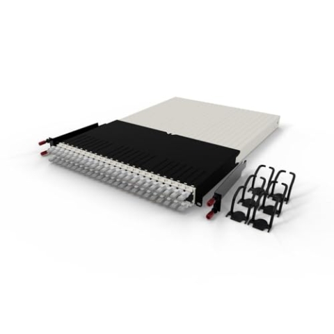 Patchbox ONE 30 RU Cat.6a - 24-Port Patchpanel mit einziehbarem Kabelmanagementsystem für 48.3 cm Racks, inklusive flachen 10GB Kabeln und Kassetten, einfache Netzwerkserver-Setup (UTP, Weiß, 1,8m