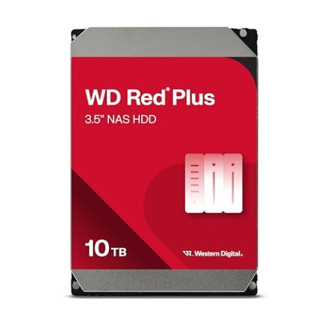 WD Red Plus 10TB NAS 3,5" Interne Festplatte – 7200 RPM Klasse, SATA 6Gb/s, CMR, 512MB Cache
