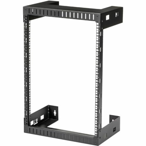 StarTech.com 2-Pfosten 15HE Heavy-Duty Wandmontage Netzwerk-Rack, 19" Open Frame Server Rack, 12" Tief, Wandmontage Daten-Rack für IT / AV / Patch Panel / Computer Geräte (RK15WALLO)