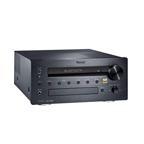 Magnat MC 200, schwarz - kompakter Stereo-Netzwerk-Receiver mit hochwertiger Aluminium-Front und zahlreichen Streaming-Funktionen