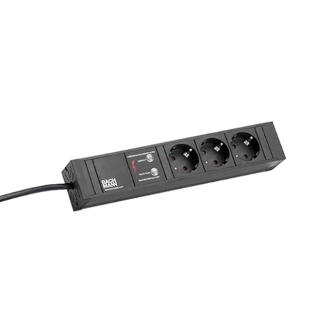 BACHMANN - Connect -Line - 3fach Steckdosenleiste. Mehrfachsteckdosenleiste schwarz mit 3X Schutzkontakt Steckdose. Kabellänge 2,0 m H05VV -F 3G 1,5 mm²