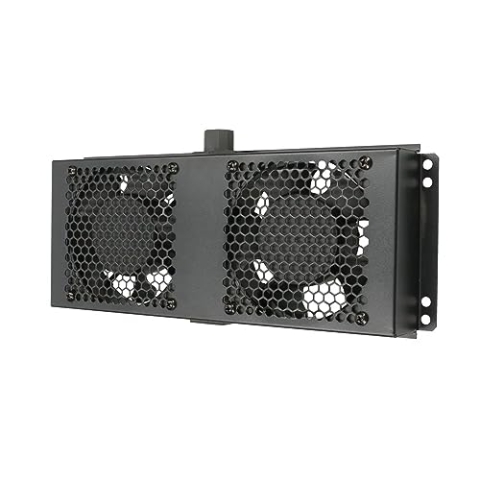 Extralink, Ventilator Panel, 2 Ventilatoren, für Serverschrank Standschrank, 19 Zoll Netzwerkschrank, Temperaturregelung, eingebaute Sicherung, Kabel für Thermostat