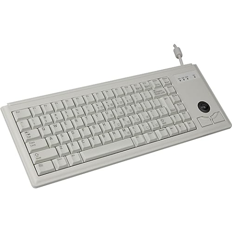 CHERRY G84-4400, Kompakte Tastatur mit Trackball, US-Layout (QWERTY), Kabelgebunden (USB-Anschluss), 2 Maustasten, Mechanische CHERRY ML Switches, Grau