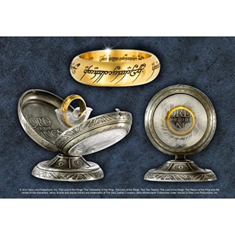 Noble Collection Herr der Ringe – Anneau Unique – Acier Doré – Taille US 13 FR 70.0