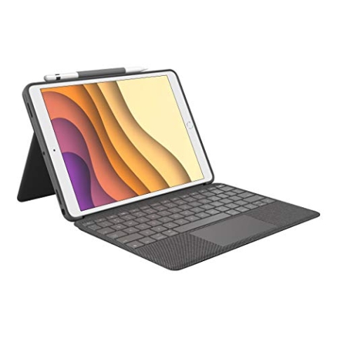 Logitech Combo Touch für iPad Air (3. Gen) A2152, A2123, A2153, A2154 und iPad Pro 10,5 Zoll A1701, A1709, A1852, Tastatur-Hülle mit Trackpad, abnehmbares Keyboard, Smart-Connector - Schwarz