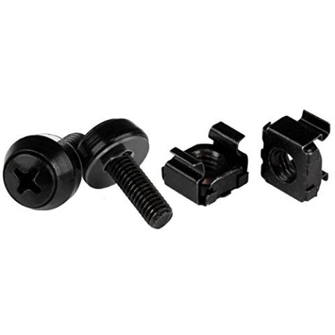 StarTech.com M5 x 12mm, Schrauben und Käfigmuttern, 100er Pack, Schwarz, M5 Montageschrauben und Kastenmuttern für Server Racks