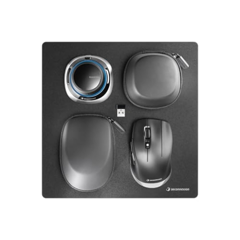 3Dconnexion SpaceMouse Wireless Kit 2 (Bluetooth Edition, Mobile Design-Lösung, für CAD und 3D, kabellos), Mattschwarz