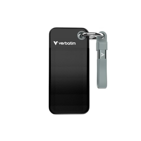 Verbatim Pocket SSD, 2 TB, Externe Festplatte, Portable Solid State Drive USB 3.2 Gen 2, für Mac, PC & Spielekonsole, Schwarz/Grau